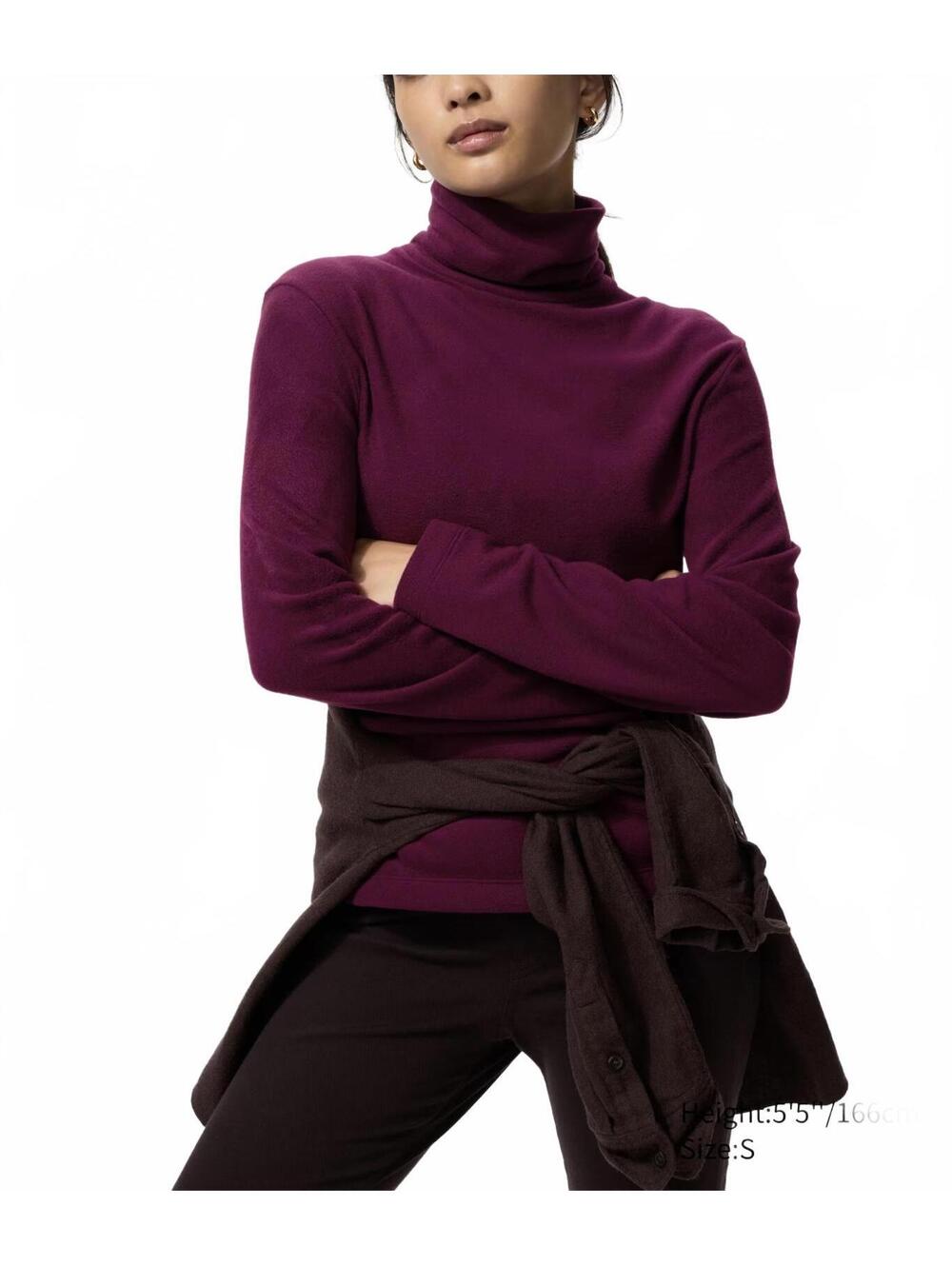 Uniqlo HEATTECH Fleece T-Shirt | Turtleneck NWT Purple Small